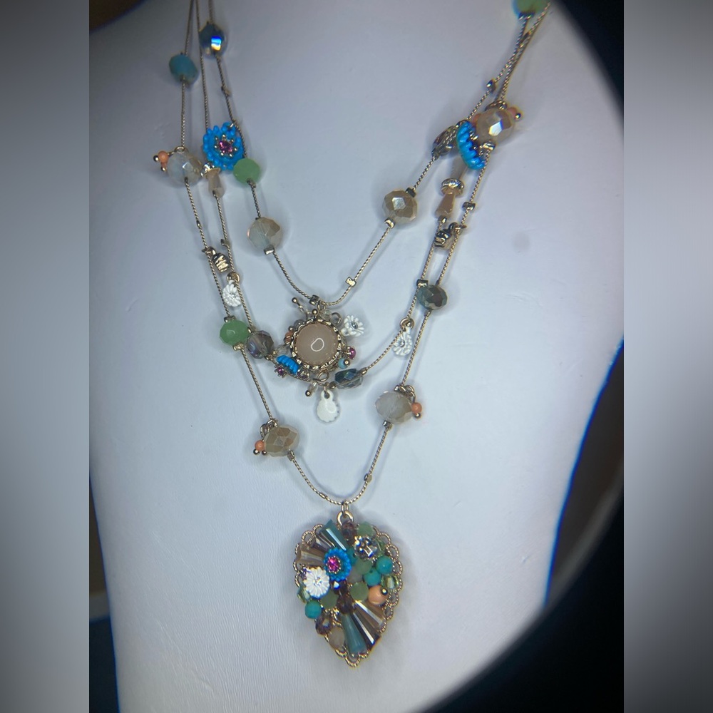 Betsey Johnson Gold Multi-Color Layered Pendant Necklace